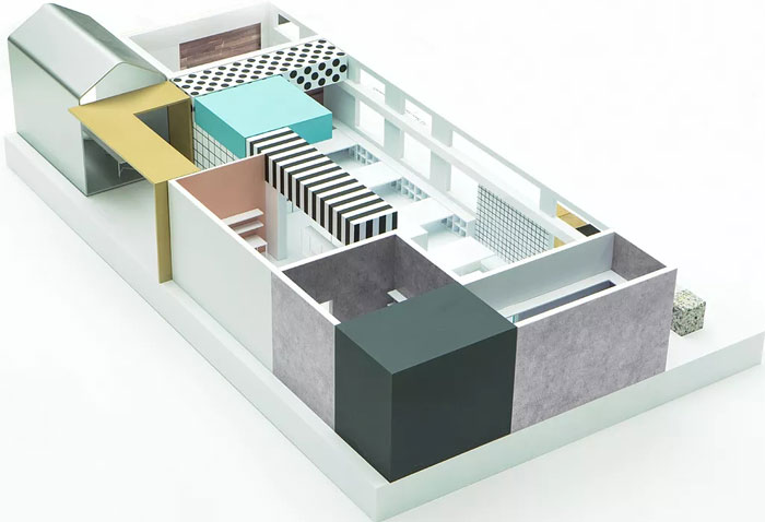 長方形辦公室平面模型圖