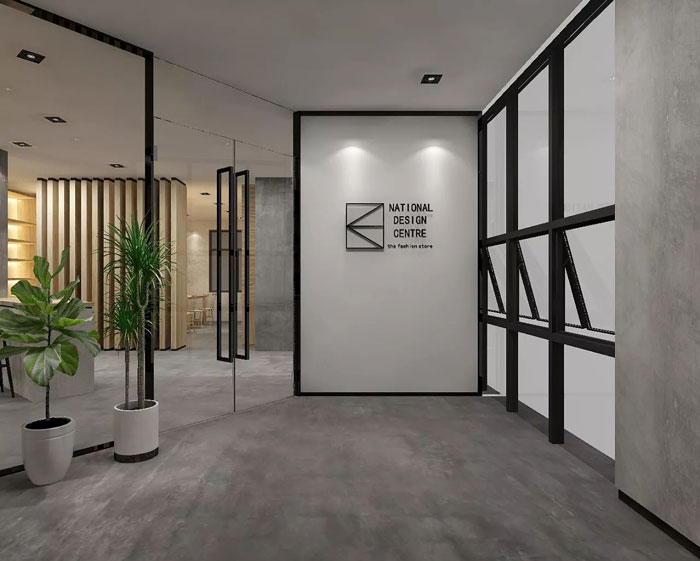 服裝公司辦公室進門區(qū)裝修設(shè)計效果圖