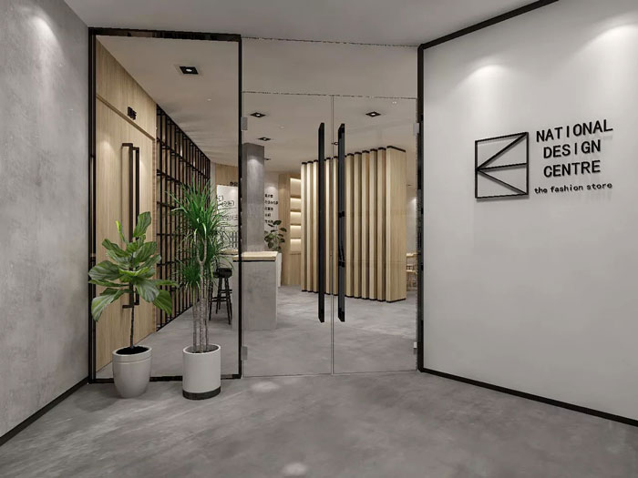 服裝公司辦公室進門區(qū)裝修設(shè)計效果圖