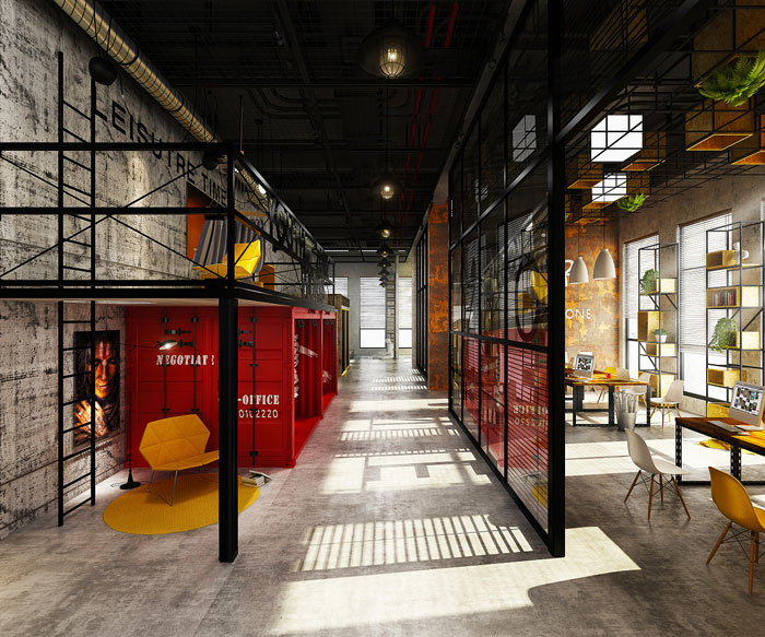 聯(lián)合辦公過(guò)道效果圖