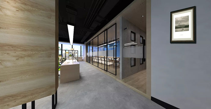 信息科技公司辦公室過道裝修設(shè)計(jì)效果圖