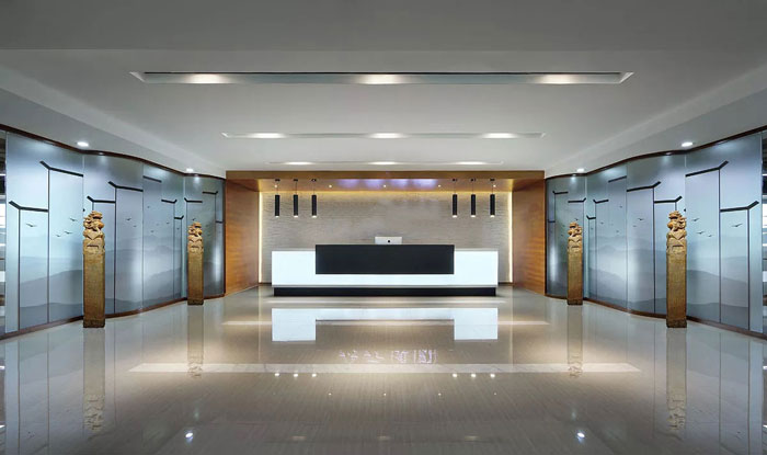 機(jī)電公司辦公室前臺(tái)裝修設(shè)計(jì)實(shí)景圖