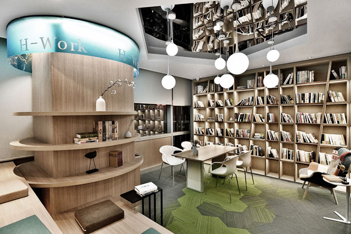 聯(lián)合辦公大樓閱讀區(qū)裝修設計效果圖