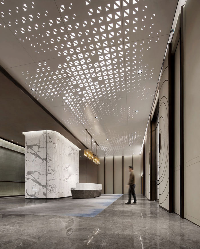 藥業(yè)公司辦公室前臺大廳裝修設計效果圖