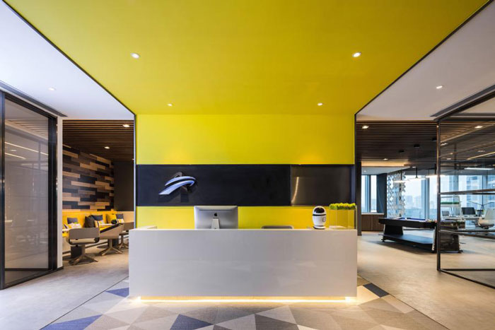 杭州800平方辦公室前臺(tái)裝修設(shè)計(jì)效果圖