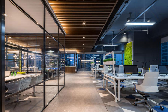 杭州800平方辦公室過道裝修設(shè)計(jì)效果圖