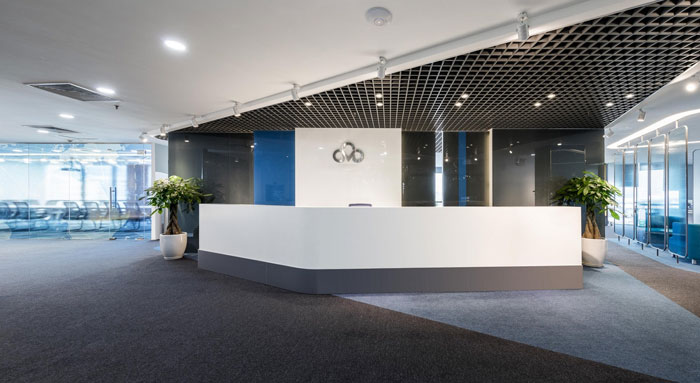 通訊科技公司辦公室前臺裝修設(shè)計(jì)效果圖