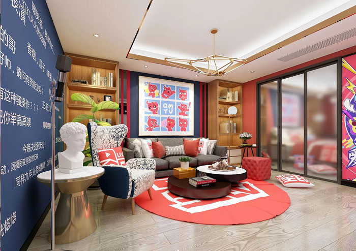 主播直播間客廳裝修設(shè)計效果圖