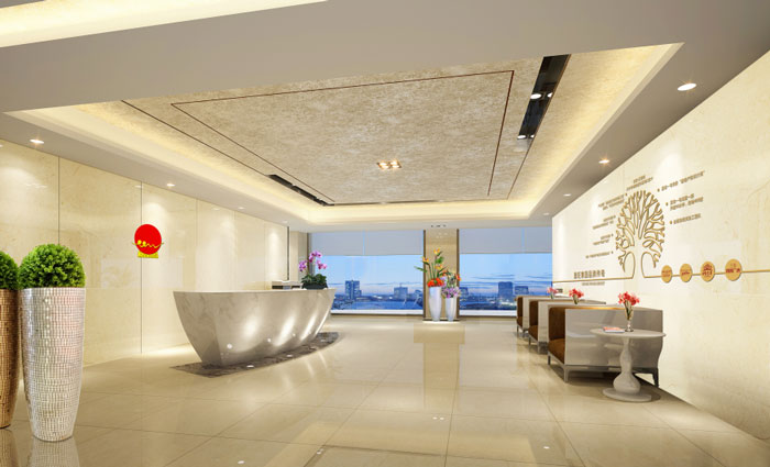 杭州富陽辦公室前臺裝修設(shè)計效果圖