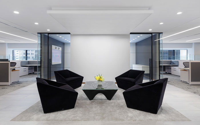 極簡風格辦公室接待區(qū)裝修設計效果圖