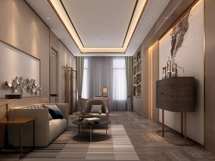 新中式總經(jīng)理辦公室設(shè)計效果圖