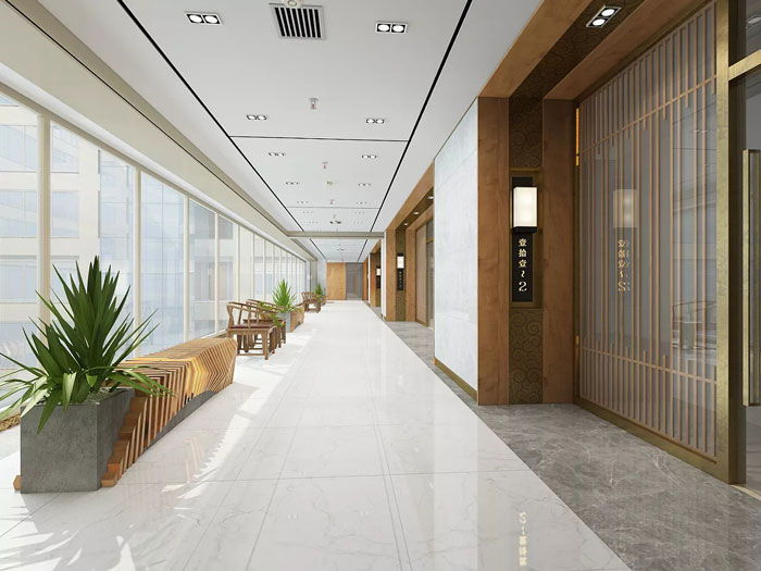 新中式辦公室進門區(qū)裝修設計效果圖