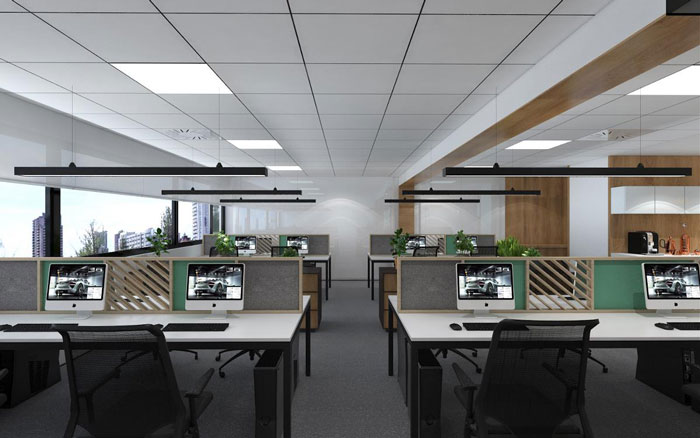 新中式辦公樓辦公區(qū)裝修設(shè)計效果圖