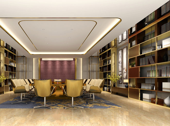 新中式辦公樓會議室設(shè)計(jì)方案效果圖