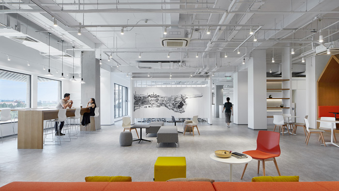 科技辦公樓共享開放區(qū)裝修設(shè)計效果圖