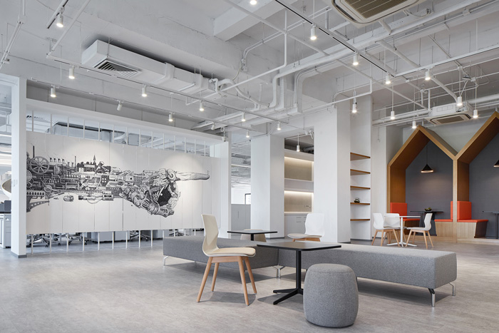 科技辦公樓共享開放區(qū)裝修設(shè)計效果圖