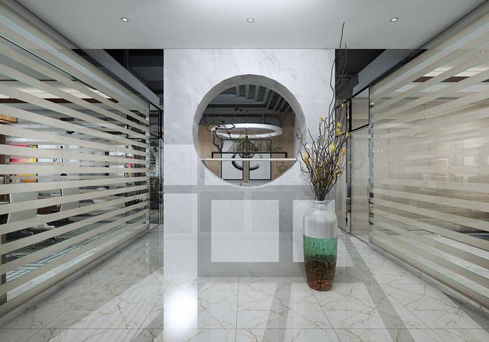 新中式辦公室進門區(qū)裝修設(shè)計