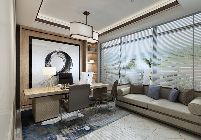 新中式經(jīng)理辦公室裝修設(shè)計