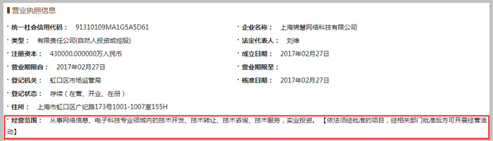 網(wǎng)絡科技公司經(jīng)營范圍示意圖