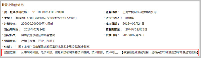 網(wǎng)絡科技公司經(jīng)營范圍示意圖