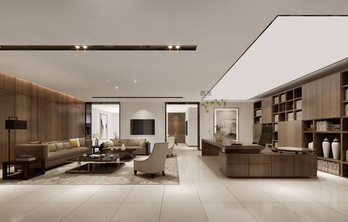 通信科技公司董事長辦公室裝修設計案例效果圖