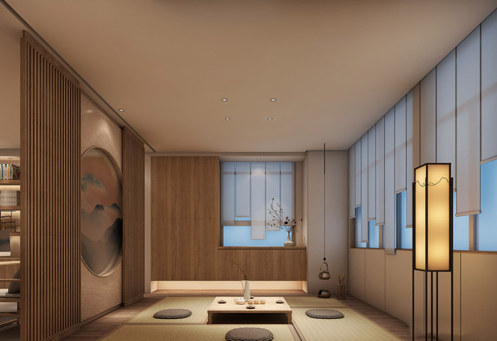 新中式辦公室品茶區(qū)設(shè)計裝修效果圖