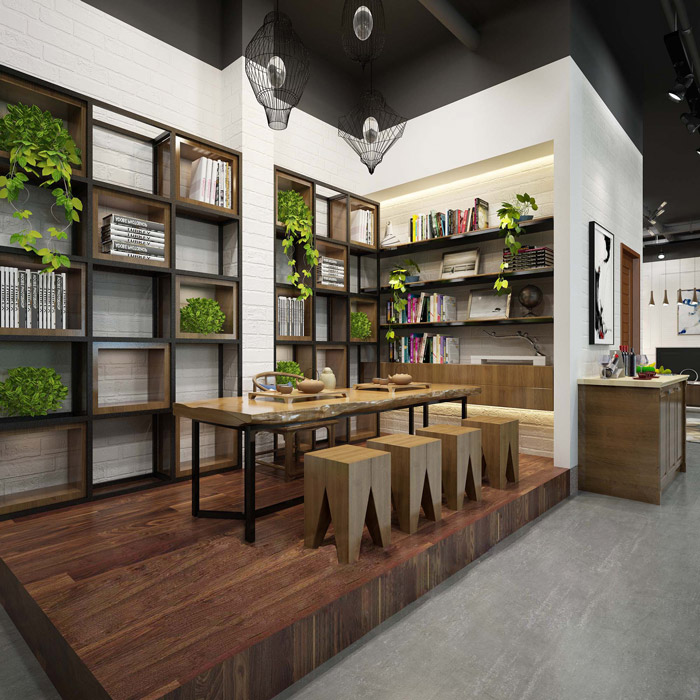 工業(yè)風辦公室接待區(qū)裝修效果圖