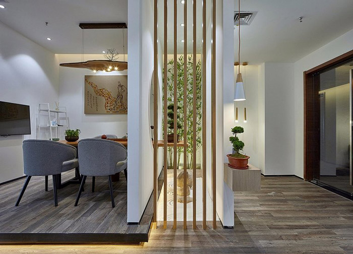 新中式禪意辦公室進(jìn)門(mén)區(qū)設(shè)計(jì)效果圖