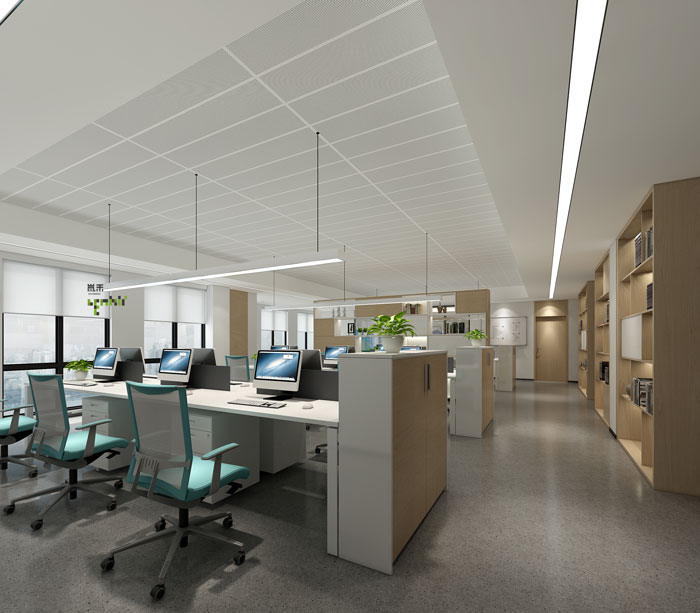 杭州環(huán)保公司辦公室辦公區(qū)裝修設(shè)計(jì)效果圖